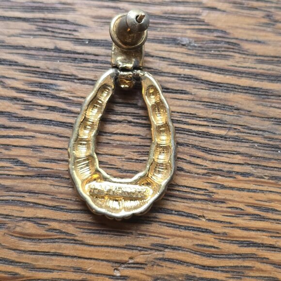 Trifari vintage 80s rope twist goldtone earrings - Picture 2 of 9